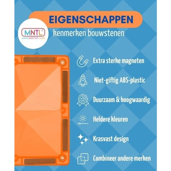MNTL Magnetische tegels bouwspeelgoed rainbow 62-delig - Image 3