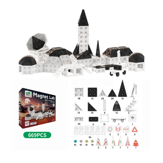 MNTL Magnetische bouwtegels mars basis mega set 669-delig - Image 3
