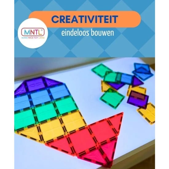MNTL Magnetische tegels bouwspeelgoed rainbow 62-delig - Image 4