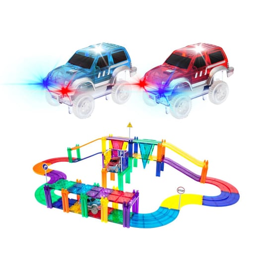 Picasso Tiles Picassotiles magnetische tegels racebaan met led-auto's 50 stuks - Image 3