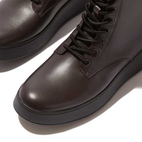 FitFlop F-mode leather lace-up flatform ankle boots - Image 4