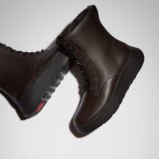 FitFlop F-mode leather lace-up flatform ankle boots - Image 3