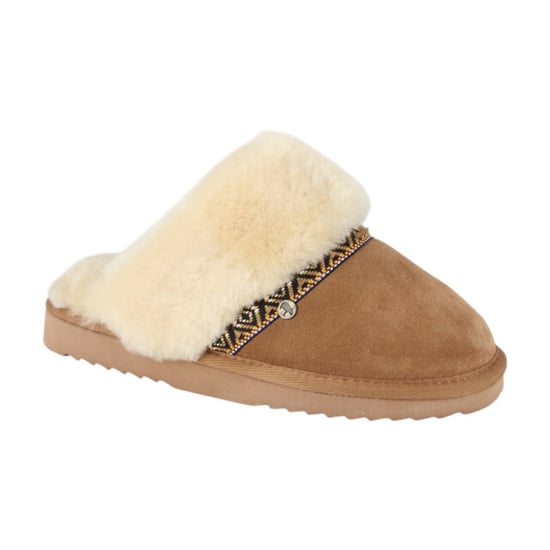 Warmbat Flurry suede tape cognac dames pantoffel (open hiel) - Image 1