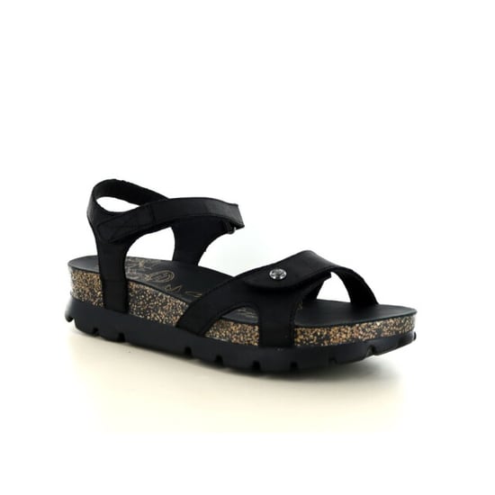 Panama Jack Dames Wedge Zwarte Leren Platform Sandalen - Sulia B2 - Image 1