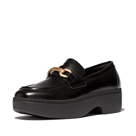 FitFlop F-luma chunky-snaffle box-leather d/wedge loafers - Image 1