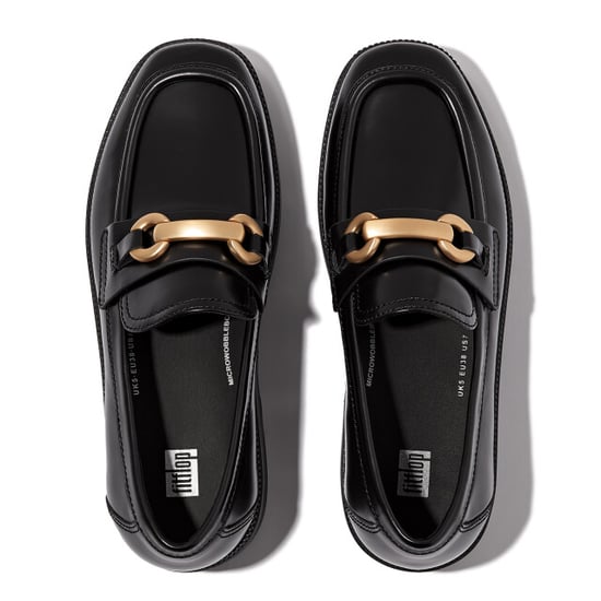 FitFlop F-luma chunky-snaffle box-leather d/wedge loafers - Image 5