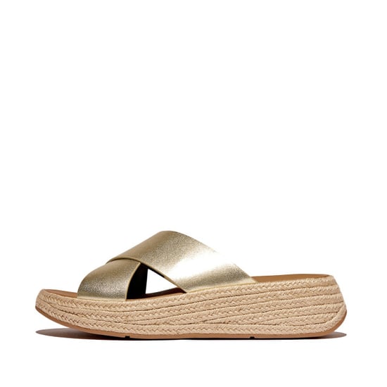 FitFlop F-mode espadrille leather flatform cross slides - Image 2