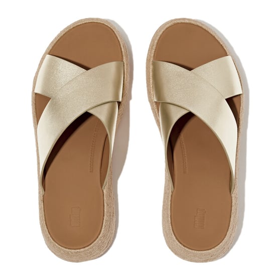 FitFlop F-mode espadrille leather flatform cross slides - Image 3