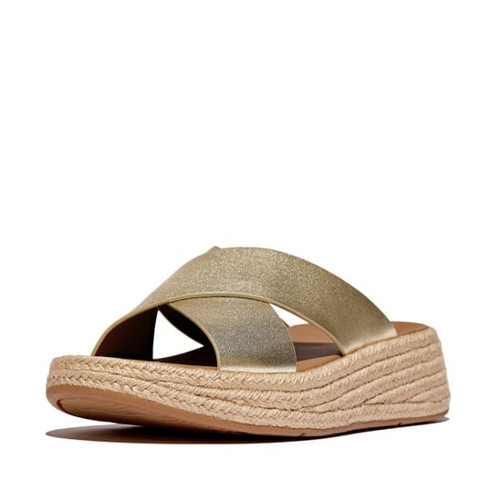 FitFlop F-mode espadrille leather flatform cross slides - Image 4