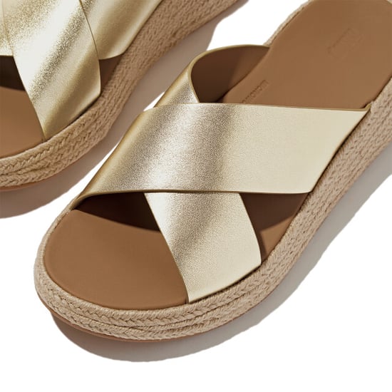 FitFlop F-mode espadrille leather flatform cross slides - Image 6