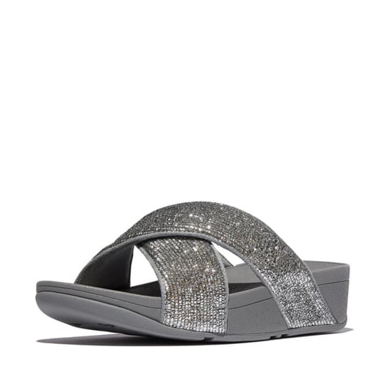 FitFlop Lulu crinkled-shimmer cross slides - Image 1