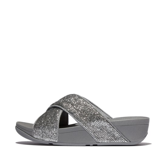 FitFlop Lulu crinkled-shimmer cross slides - Image 3