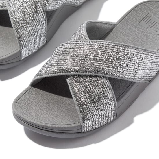 FitFlop Lulu crinkled-shimmer cross slides - Image 4