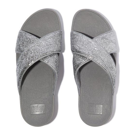 FitFlop Lulu crinkled-shimmer cross slides - Image 5