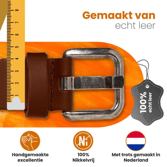 ARIESZZZ Riem unisex leder cognac zwart 2 pack - Image 5