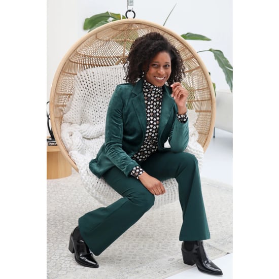 Helena Hart 7425uni blazer velour midi uni green - Image 2