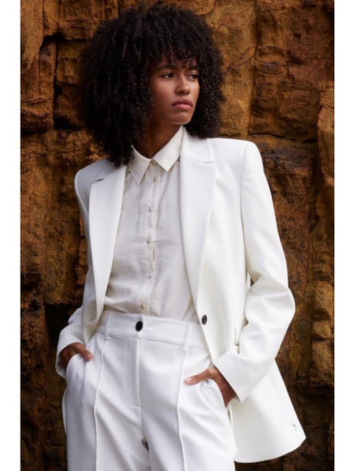 Jansen Amsterdam Wq238 woven blazer with long sleeve winter white - Image 2