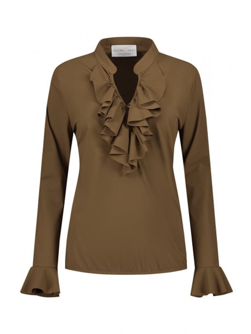 Helena Hart 7257 blouse ruche mocca - Image 2