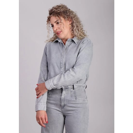 Homage to Denim Denim blouse parelmoer knopen - Image 6