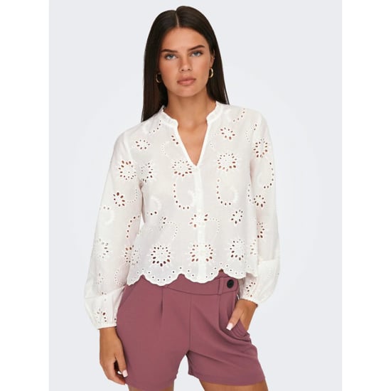 Jacqueline de Yong Ditte l/s embroderie short shirt - Image 6
