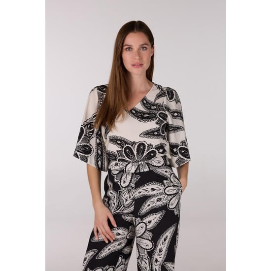 Jansen Amsterdam Fianna blouse wtt2 120 short sleeve off white/ black - Image 1