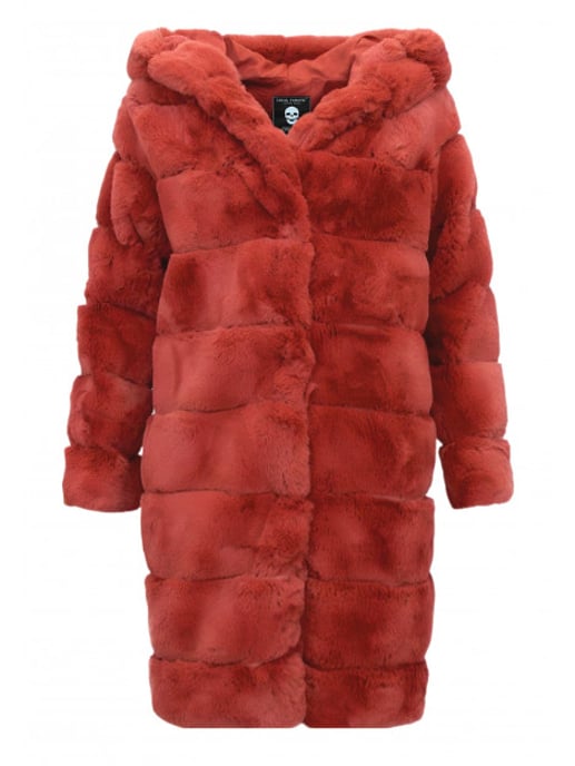 Gentile Bellini Faux fur jas met capuchon bordeaux - Image 5