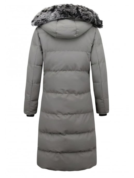 Matogla Extra lange winterjas met nep bontkraag - Image 4