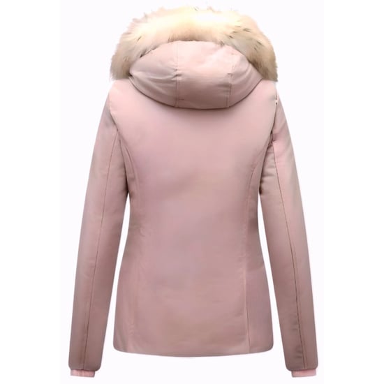 Matogla Korte winterjas met te echte bontkraag roze - Image 3