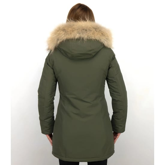 TheBrand Lange parka jas met bontkraag - Image 4
