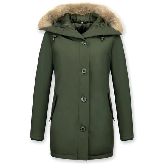 TheBrand Lange parka jas met bontkraag - Image 1