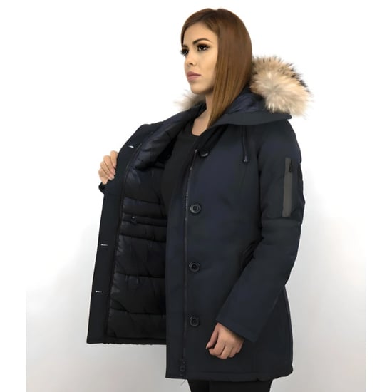 TheBrand Lange parka jas met bontkraag - Image 4