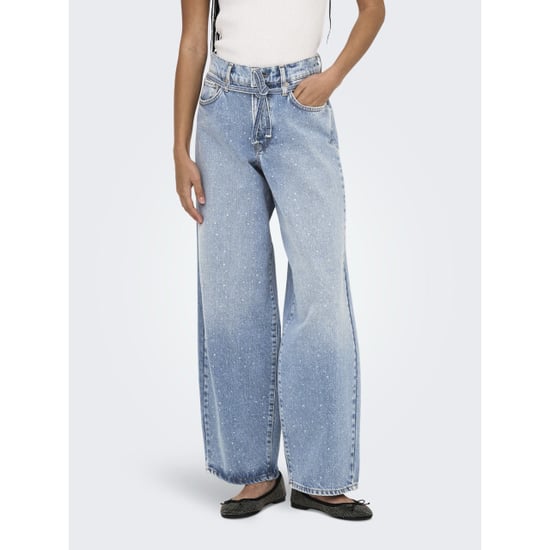 Only Onlgianna rhinest mw straight blue denim - Image 3