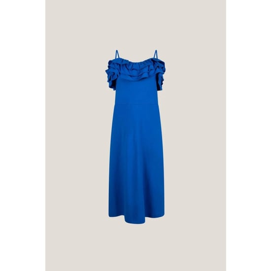 Jansen Amsterdam Fiore v535 jersey solid spaghetti dress ruffle blue - Image 2
