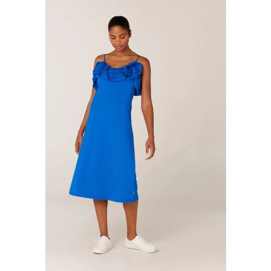 Jansen Amsterdam Fiore v535 jersey solid spaghetti dress ruffle blue - Image 4