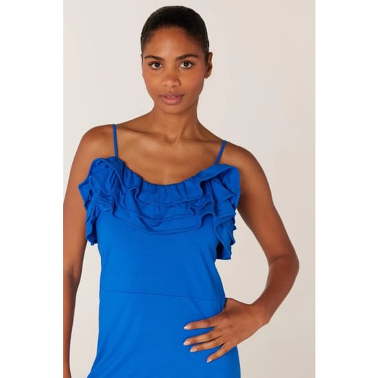 Jansen Amsterdam Fiore v535 jersey solid spaghetti dress ruffle blue - Image 5