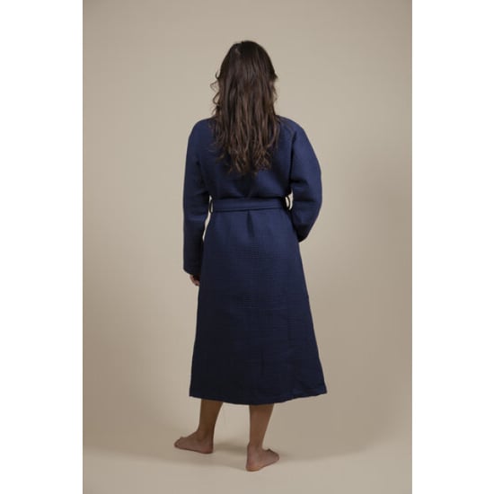 CozyLion Sauna badjas wafelstof dames & heren donker blauw | - Image 4