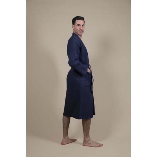 CozyLion Sauna badjas wafelstof dames & heren donker blauw | - Image 5