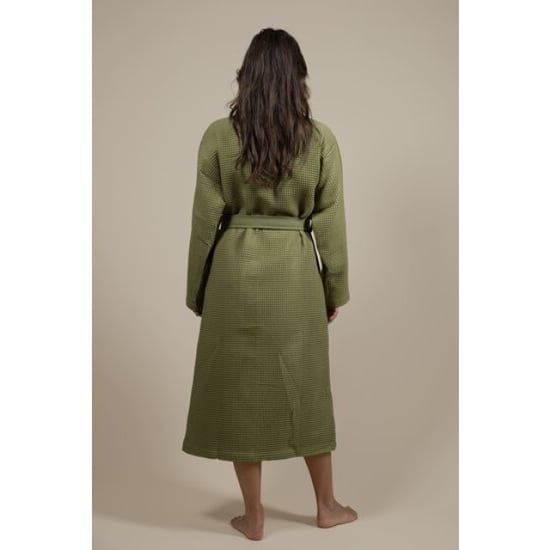 CozyLion Sauna badjas wafelstof dames & heren olijf groen | - Image 3