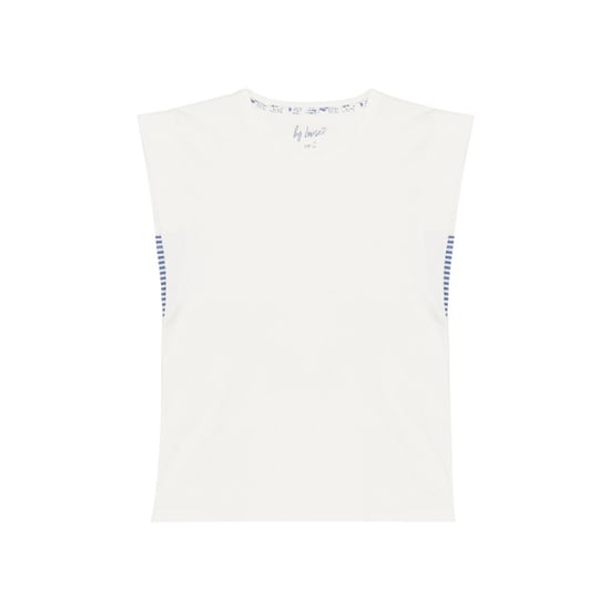 By Louise Dames capri korte pyjama set wit/blauw gestreept - Image 2