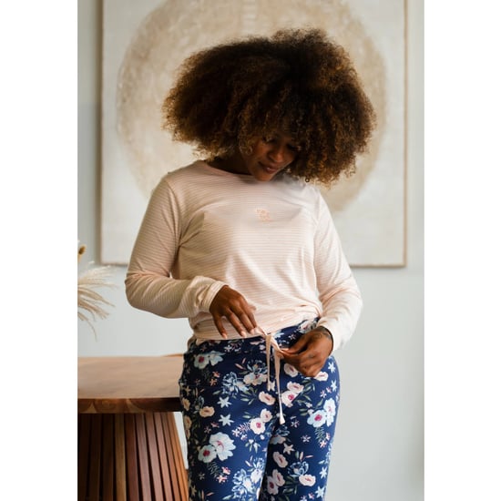 By Louise Dames pyjama set jersey katoen gebloemd oranje blauw - Image 3