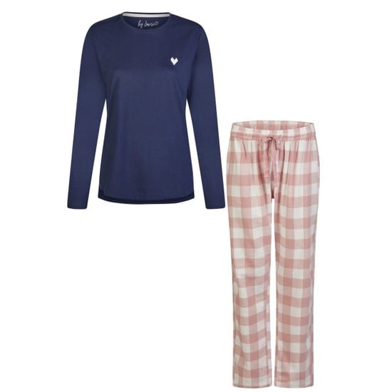 By Louise Dames pyjama set lang flanel geruit roze - Image 1