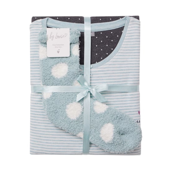 By Louise Dames pyjama set lang interlock gestreept mint / antraciet - Image 2