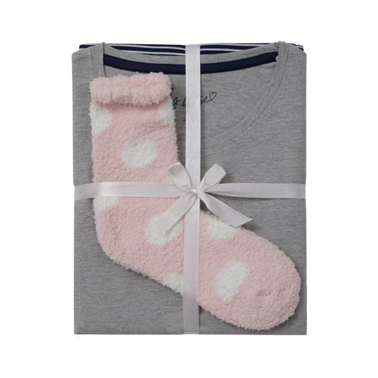 By Louise Dames pyjama set lang katoen grijs / donkerblauw gestreept - Image 3