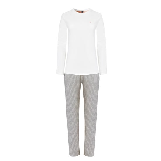By Louise Dames pyjama set lang wit/grijs gestreept - Image 1