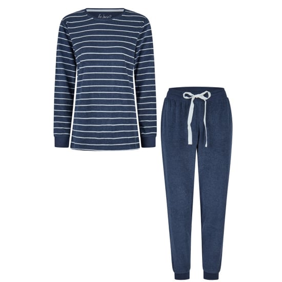 By Louise Dames winter pyjama set lang badstof gestreept blauw - Image 1