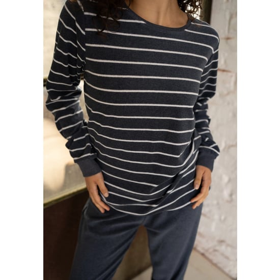By Louise Dames winter pyjama set lang badstof gestreept blauw - Image 2