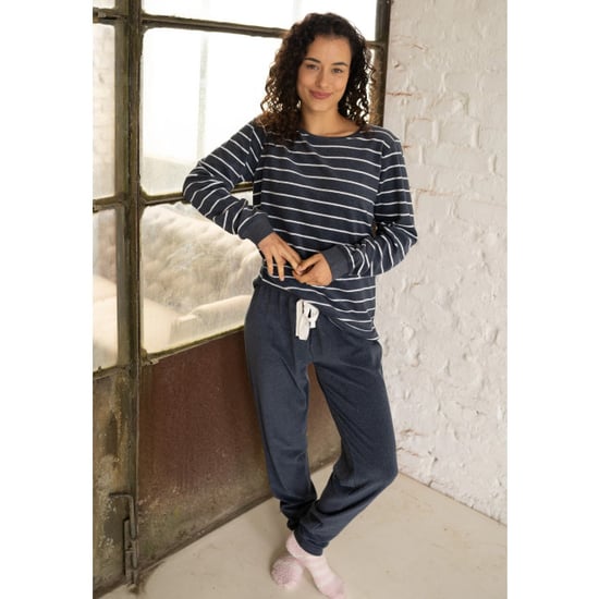 By Louise Dames winter pyjama set lang badstof gestreept blauw - Image 3