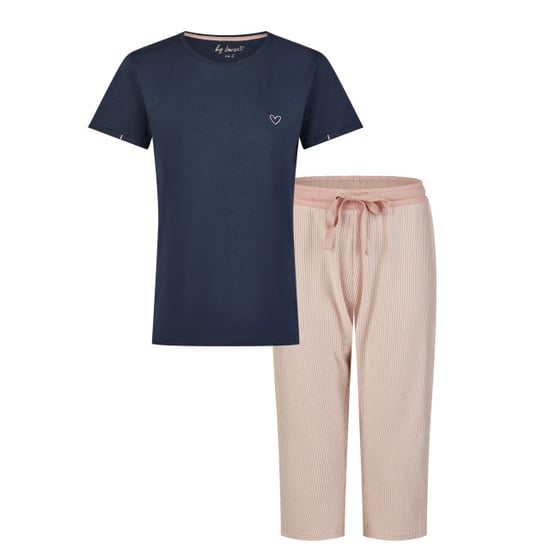 By Louise Essential dames capri pyjama driekwart gestreept blauw - Image 1
