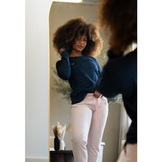 By Louise Essential dames pyjama set lang katoen blauw - Image 3