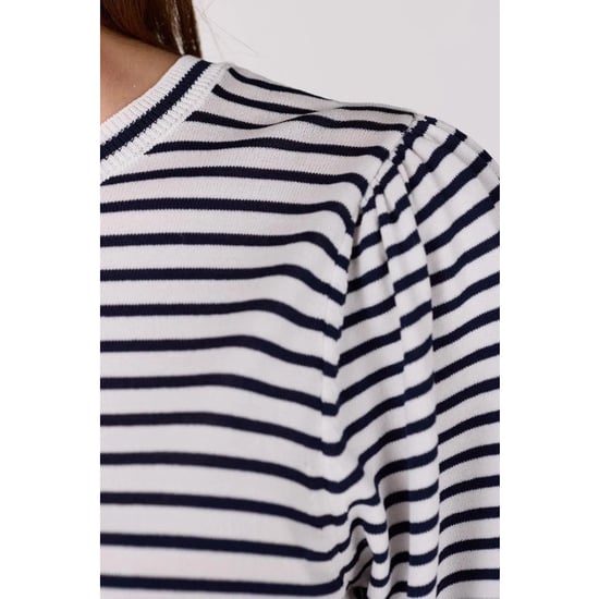 Jansen Amsterdam Kim top k 136 stripe short puffed sleeve offwhite- dark blue - Image 2